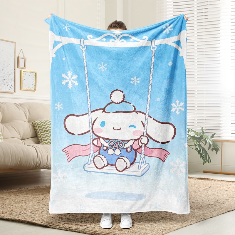 Christmas Throw Blanket - サンリオブランケット シナモロール 冬用スイングプラッシュブランケット 雪の結晶デザインの柔らかいフリーススローケット、リビングルームの居心地の良いインテリア