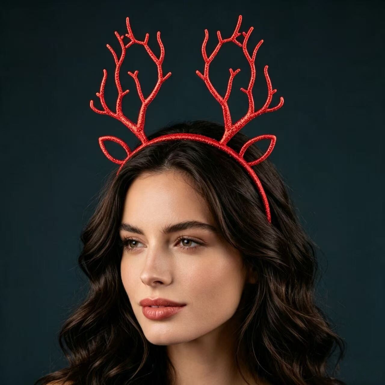 Reindeer Antlers Headband - 大人用クリスマスグリッターリンディアの角カチューシャ - パーティーコスチューム用ヘアアクセサリー