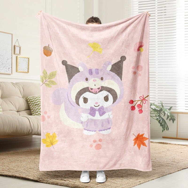 Christmas Throw Blanket - サンリオブランケット コージーピンクフリースブランケット クロミの秋のテーマ リビングルーム、寝室、ソファの装飾に最適な柔らかいプラッシュスローケット