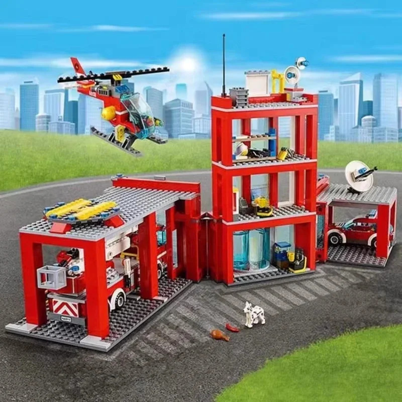 市消防署ヘリコプタートラックガレージ消防署ビルディングブロッ - Lego Set City のレビューと価格