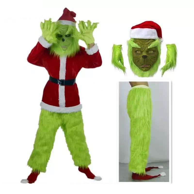メリークリスマス！グリンチのコスプレ衣装、緑色の盗賊風マスク - Santa Hat Plush のレビューと価格