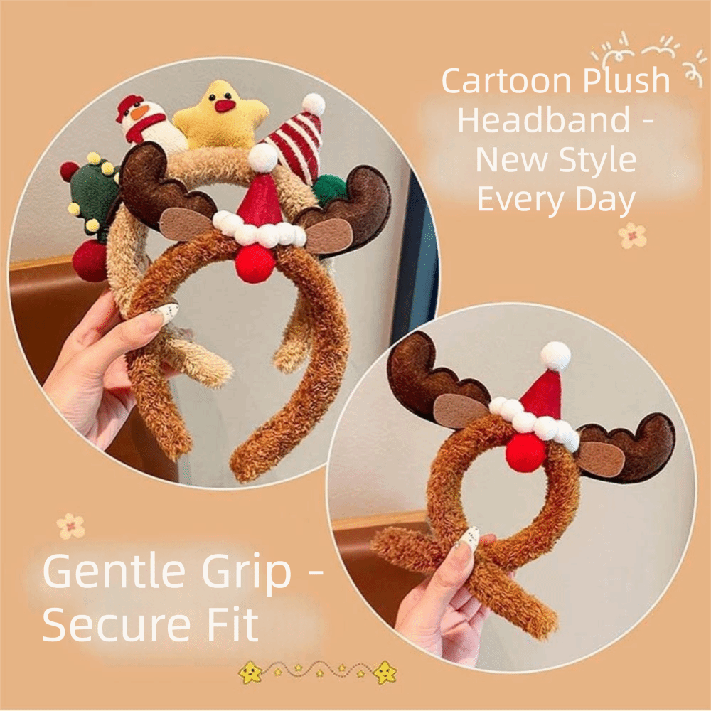 ふわふわの質感のクリスマスヘッドバンド、鮮やかな色、かわいい - Reindeer Antlers Headband のレビューと価格